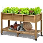 Raised Garden Bed Weather Resistant Planter Box with Wheels & Storage Shelf