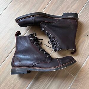ALLEN EDMONDS NORMANDY Combat Men's Boots SIZE 12 Lace Up Brown Leather