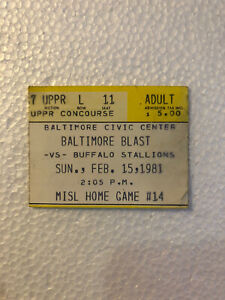 Baltimore Blast vs Buffalo Stallions MISL Ticket Stub February 15 1981 Civic CTR