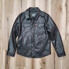 Levi's Jacket Mens Small Brown Faux Leather Trucker Snap Pockets Full Zip