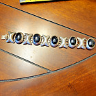 Vintage Mexico Black Onyx Sterling Silver 925  Bracelet 7” Hugs & Kisses 46.3 gr