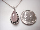 Rose Quartz 925 Sterling Silver Necklace Pear Shape with Silver Dot Accents