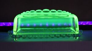 Candlewick Imperial Glass 1/4 lb butter dish with Uranium Glass Lid RARE!!!!!