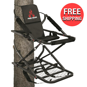 Outdoor Tree Stand Tri-Fold Steel Climbing Game Hunting Shooting 300 lb Capacity