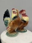 Pair of Vintage Royal Copley Country Rooster & Hen Ceramic Farmhouse Figurines