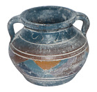 New ListingHandmade Pottery Vase Terra Cotta Bowl Jug Blue Etched Southwest Decor