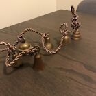 Vintage Brass Bells On Satin Twist Rope Wind Chime. Six Different Small Bells.