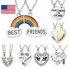 2Pcs Crystal Best Friend Love Heart Pendants Bff Friendship Necklace Gift US