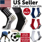 3 Pair Sport Socks Anti Slip W/ Grip Soccer Men Football Basketball Sock Premium