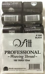 (Pack of 12) BLACK Weaving Thread 160 Yard for Hair Extension