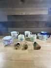 Antique Lot Of Floral Shaving Mugs With Brushes Included