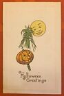 Vintage Halloween Postcard Jack-o’-lantern Cornstocks Moon 1912