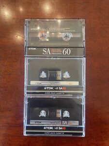 TDK SA 60 High Position Type II Cassette Tape - LOT of 3 - Sold as Blank