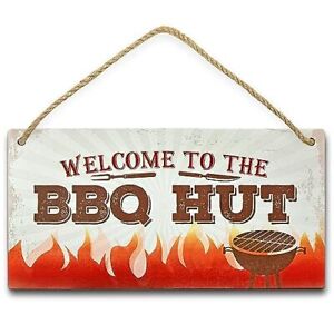 Welcome To The BBQ HUT - Family Wood Sign,Hanging Garden Sign,Summer LJZ1-22