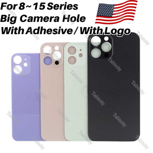 For iPhone 15 14 13 12 11 Pro XR XS X 8 Back Glass Rear Replacement Big Hole Lot