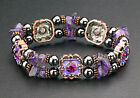 Purple Flower Crystals Magnetic Bracelet Hematite Bead Therapy Free Shipping