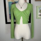 Princess Polly Theodora Long Sleeve Neon Green 4 / Small Crop Top Blouse Rave