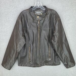 Whispering Smith Jacket Mens Large Brown Leather Full Zip Brown Motorcycle