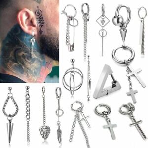 1 pc Punk Stainless Steel Stud Earrings Men Women Street Gothic Hip Hop Jewelry