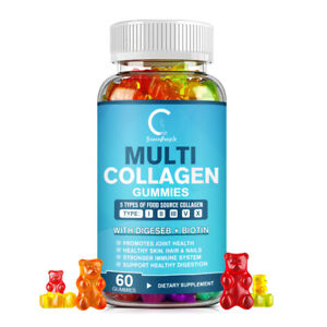 60PC Collagen Vitamin Gummies-Hair,Skin,Nails,Premium Collagen Supplement 2000mg