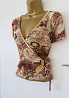 Vintage Y2K Size 14 Wrap ￼Mesh Top 2000’s BABY DOLL Fairy Boho Floral Print