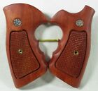 New, Wood Checkered Grips For S&W Revolvers, K, L Frame, Square Butt