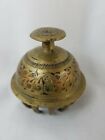 Vintage etched round brass elephant claw bell, no stand