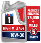 Mobil 1 High Mileage Full Synthetic Motor Oil 10W-30, 5 Quart