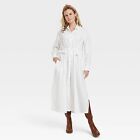 Women's Long Sleeve Cinch Waist Maxi Shirtdress - Universal Thread White M