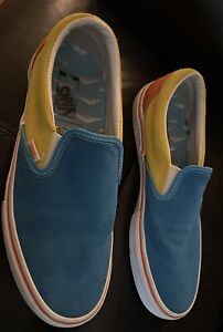 Vans x The Simpsons Slip On Pro Suede Shoes Mens 13 Blue Yellow Bart Skulls
