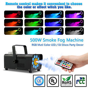 500W Smoke Fog Machine RGB Muti Color LED DJ Party Wedding Stage Light w/ Remote