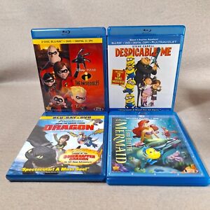 Kids Family Blu-ray Lot Of 4 How To Train Your Dragon Incredibles Little Mermaid