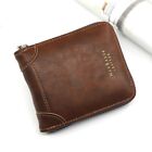 NEW Brown Leather Bifold Wallet Men RFID Holder Zip Around Purse Credit Card ID