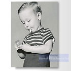 Vintage 1950s Oddity Photo Print - Boy Smoking Cigarette, Retro Wall Art Print