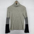 MAG BY MAGASCHONI Sweater Womens S Cashmere Turtleneck Colorblock Pullover Gray