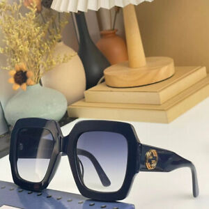 New Gucci GG0053s Women Square Oversized Sunglasses Black Frame Gray Lens
