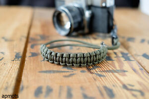 Paracord Camera Wrist Strap with Quick Release in Olive Green by apmots