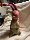 Vintage Pink Easter Bunny Rabbit Plush Red Eyes Wired Satin Ears 50s 60s