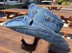 Levis Cowboy Hat size 7 3/8 L handmade OOAK upcycled fedora blue