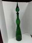 60s Italian Green Glass Face Genie Vase MCM Empoli 26” Picasso Vibe Vintage