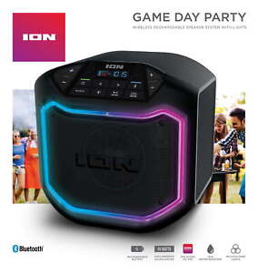 ION Audio Game Day Party Portable Bluetooth Speaker with LED Lighting, Black