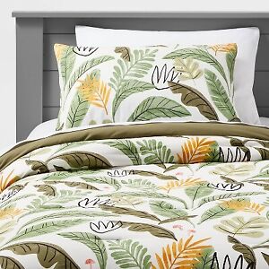Full/Queen Botanical Garden Cotton Comforter Set Green - Pillowfort