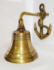 Solid Brass Anchor Ship Bell Nautical Rope Lanyard Pull Maritime Wall Hanging