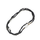 King Baby Studio Multi Wrap Charcoal Silk Bracelet With Cross Silver Alloy Beads