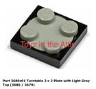 Lego 1x 3680c01 Black Turntable 2 x 2 Plate with Light Gray Top Zenon 1793