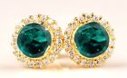 4.70Ct Natural Zambian Emerald & IGI Certified Diamond Earrings In 14KT Gold