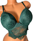 NWT Victorias Secret Lace Bombshell Green Corset Bra Add 2 Cup Sizes Size 36C