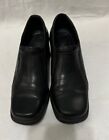 Spring Step Black Leather Chunky Heel Square Toe Slip On Shoes Size 39