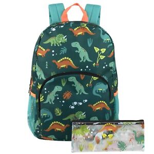 Dinosaur Green Kids Backpack Elementary School Bag And Pencil Case For Boys Set
