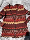 Pendleton Chevron Knit Sunset Colors Merino Wool Cardigan sz L